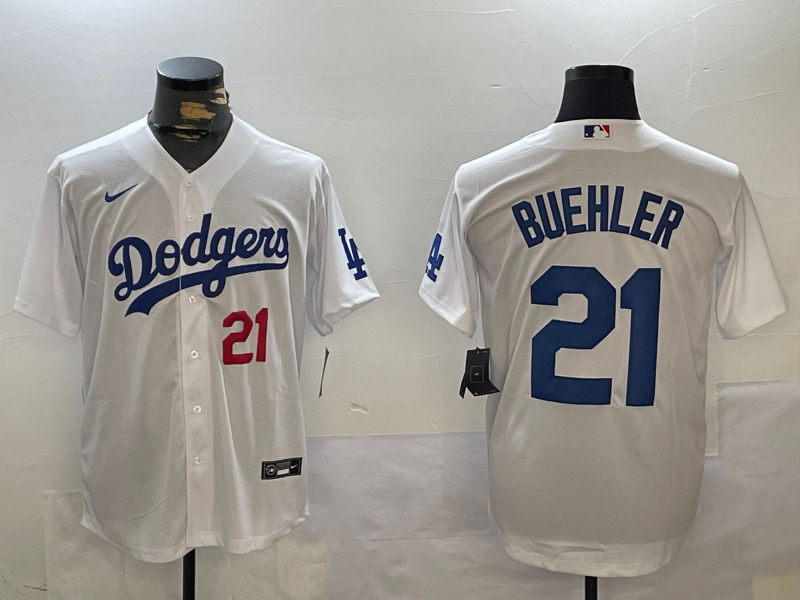 Men's Los Angeles Dodgers Walker Buehler #21 White Baseball Jersey